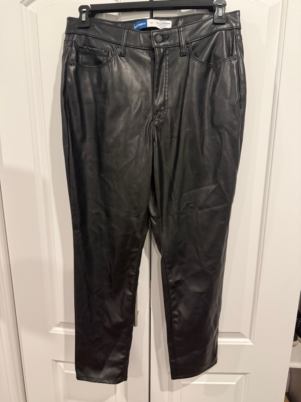 NWOT Black High-Rise Straight Faux Leather Pants